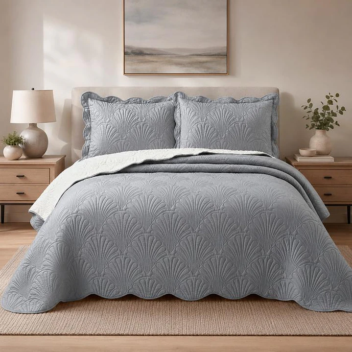 Quilt Sherpa Paris Liso Gris King 1