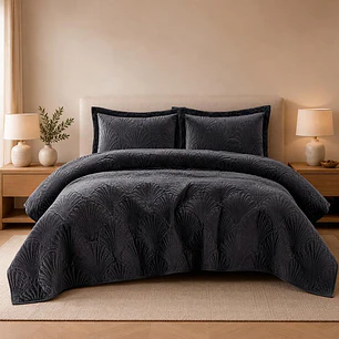 Quilt Liso Velvet Paris Grafito King