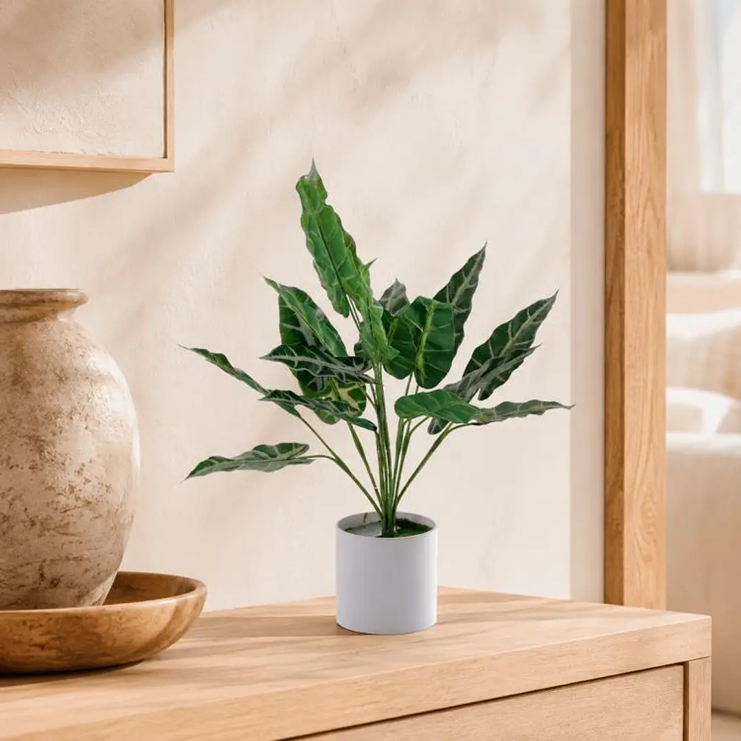 Planta Artificial Alocasia Zebrina Blanca 1
