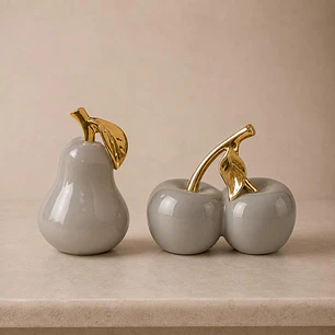 Figura Decorativa Manzana Doble Clemont Ocre