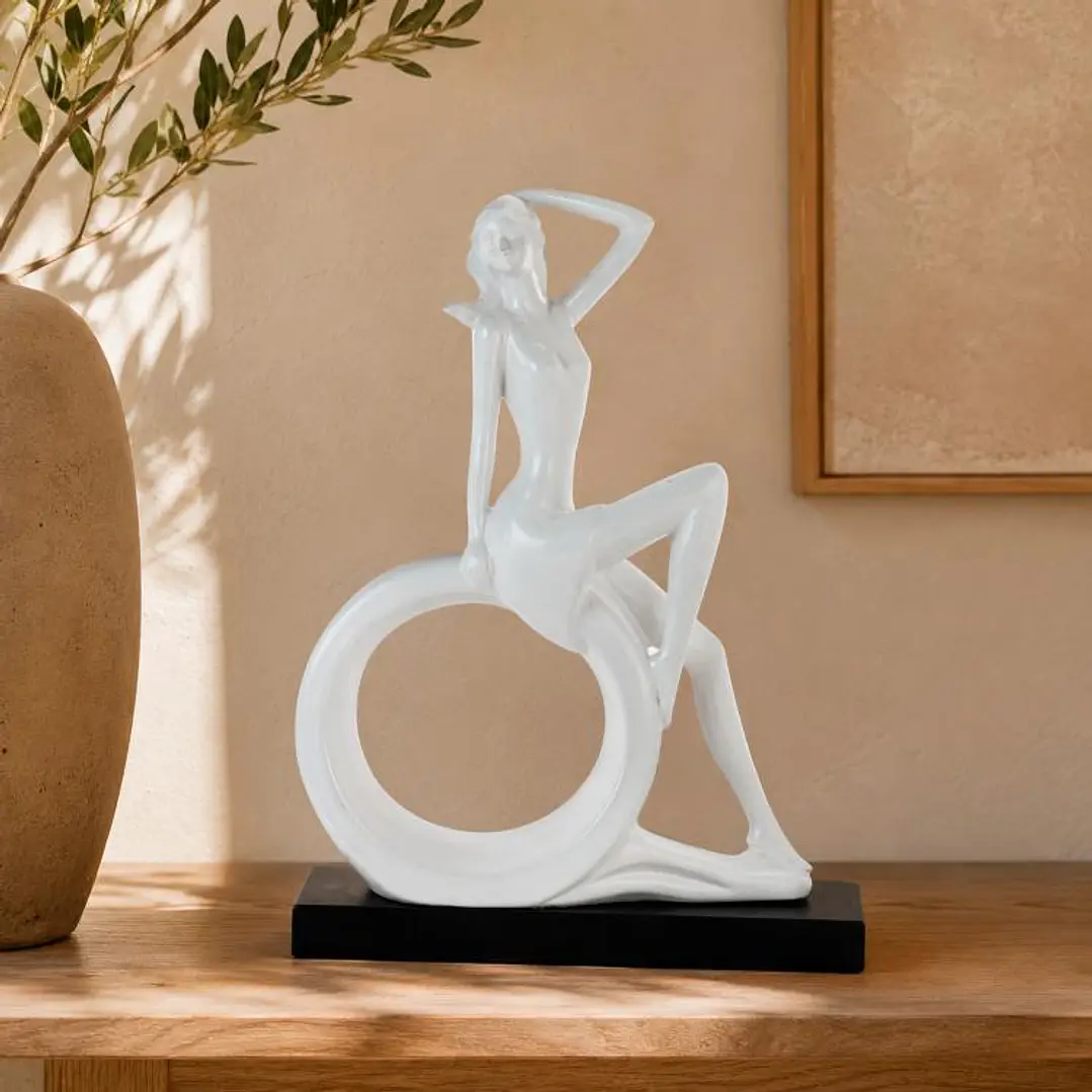 Figura Decorativa Dama Venecia Blanca 1