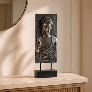 Buda Decorativo Placa Silver