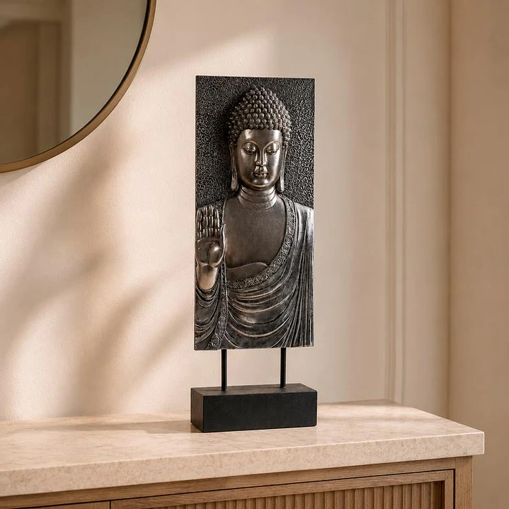 Buda Decorativo Placa Silver 1
