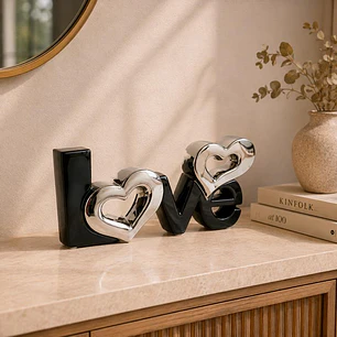 Figura Decorativa Love Black Silver