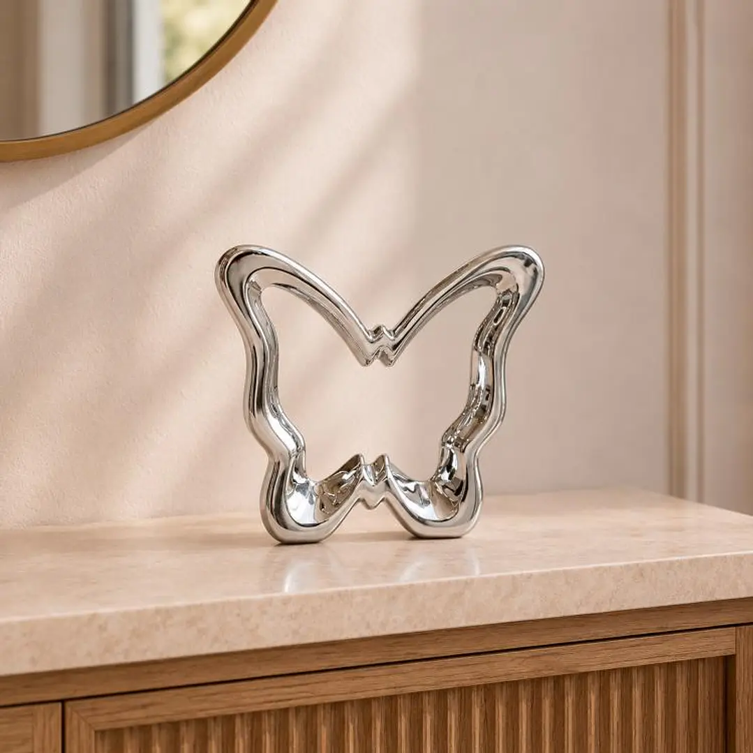 Figura Decorativa Mariposa Abstracta Silver 1