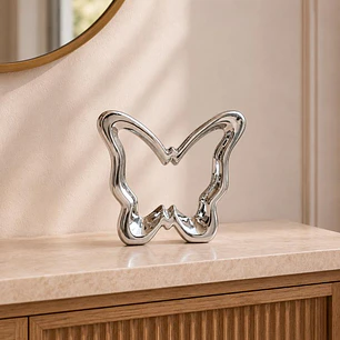 Figura Decorativa Mariposa Abstracta Silver