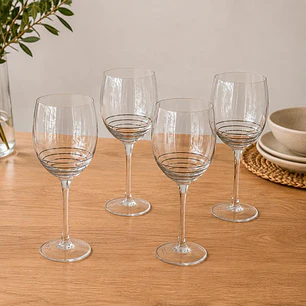 Juego Copas Espiral Acero Vino Tinto 4 Piezas