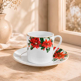 Juego de Tazas Café Poinsetia 12 Piezas