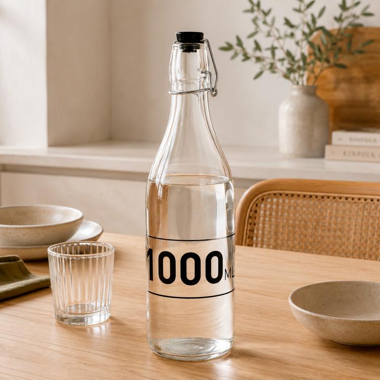 Botella de Vidrio con Tapa 32 Cm