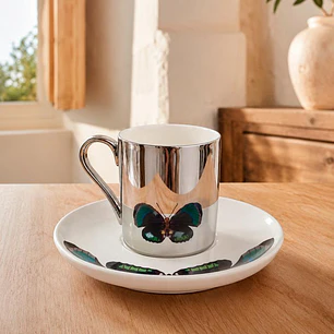Taza Café con Plato Reflejo Verde 2 Piezas