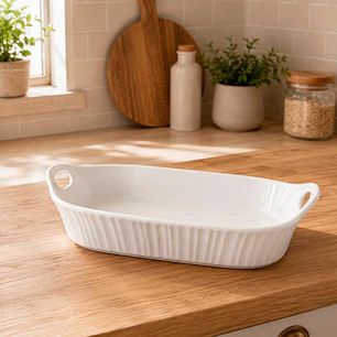 Fuente Porcelana Canasta Blanca