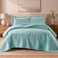 Quilt Liso Velvet Ibiza Celeste Light 1,5 Plazas - Miniatura 1