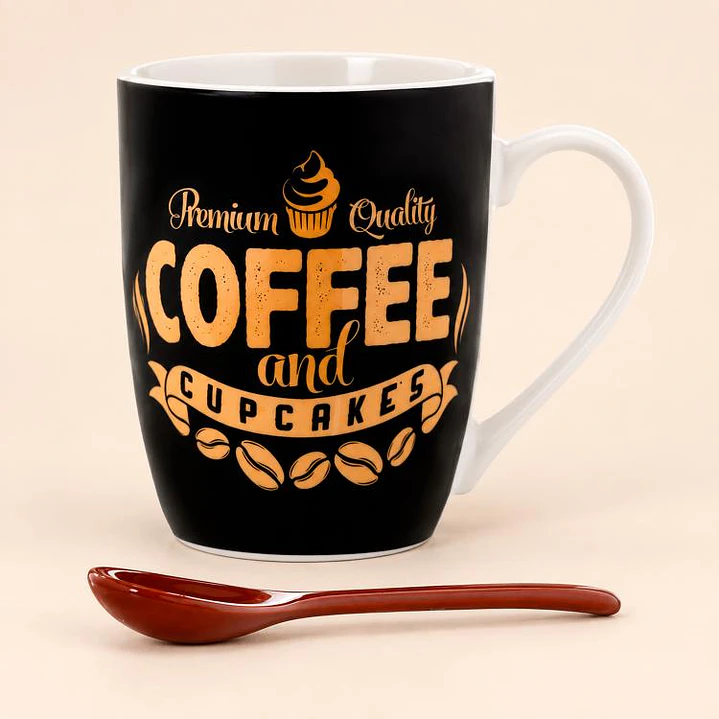 Tazón Lungo Con Cuchara Negro 4