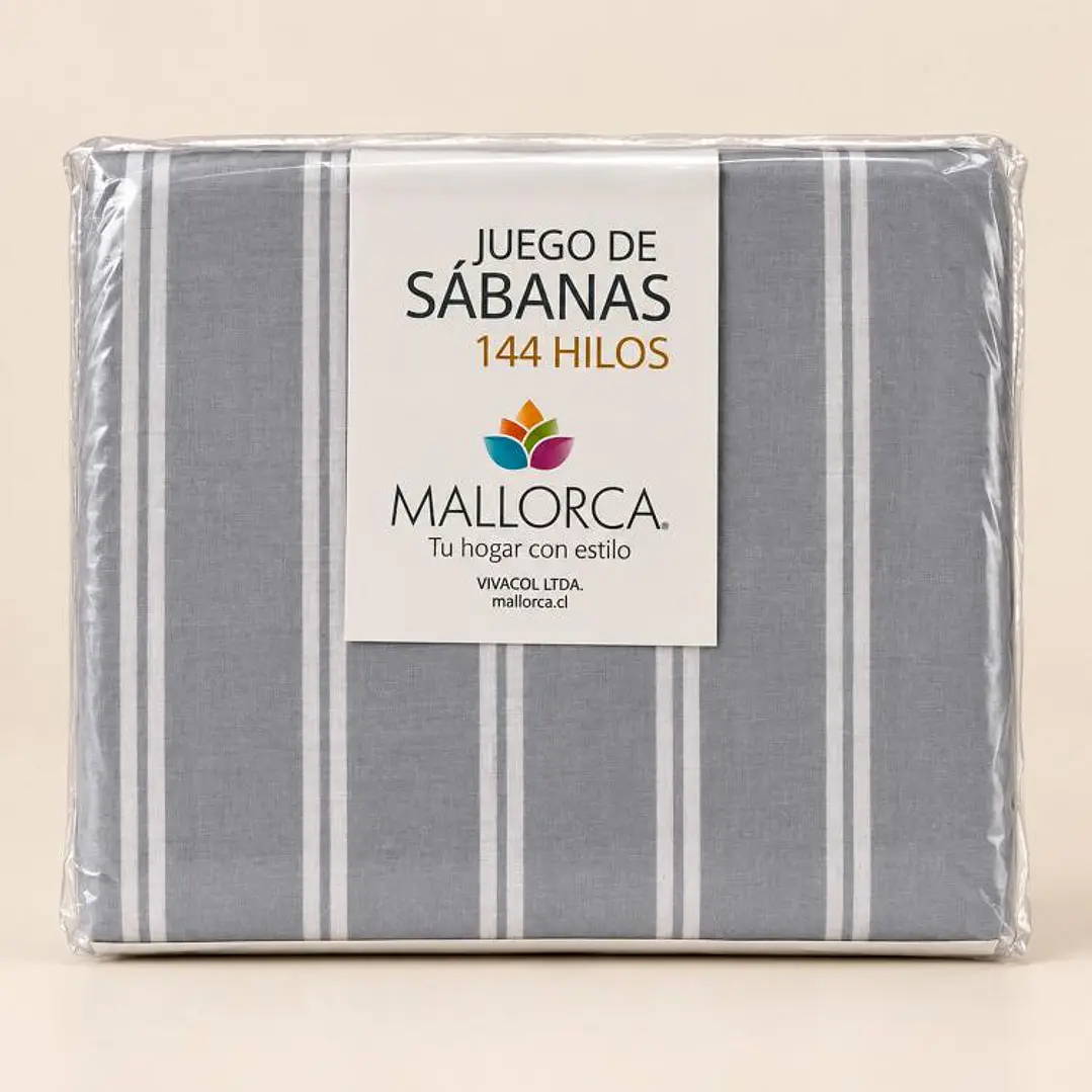 Juego Sábana 144 Hilos Plaza 1,5 Kyoto Gris 2