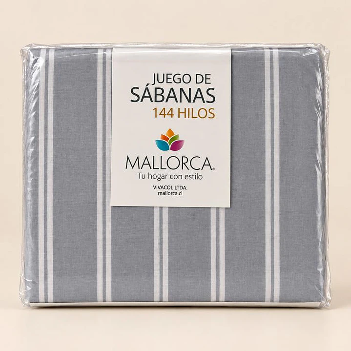 Juego Sábana 144 Hilos Plaza 1,5 Kyoto Gris 2