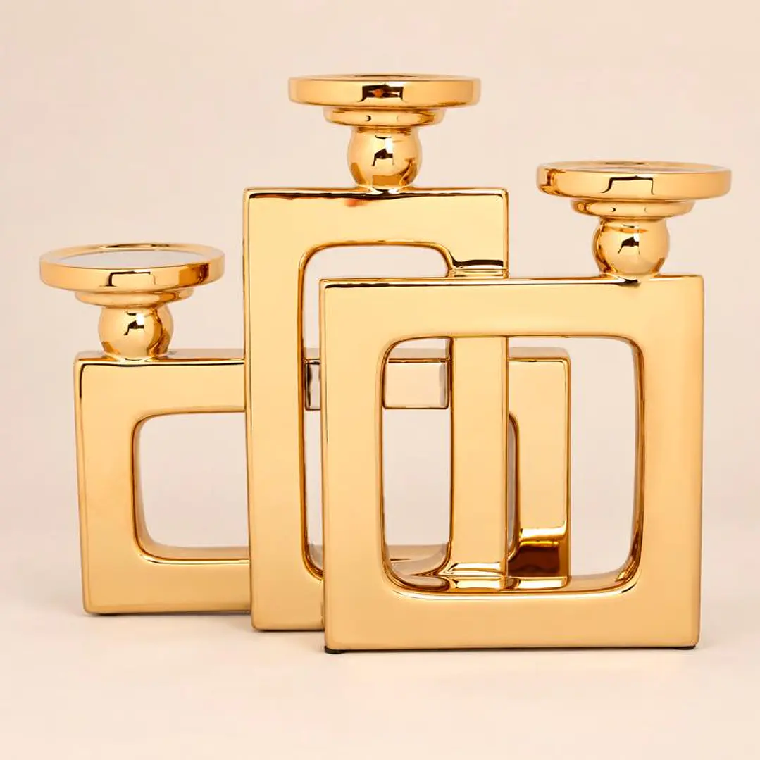 Portavelas Triple Geometría Gold 5