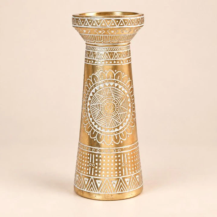 Portavela Decorativo Azteca Grande Gold 5