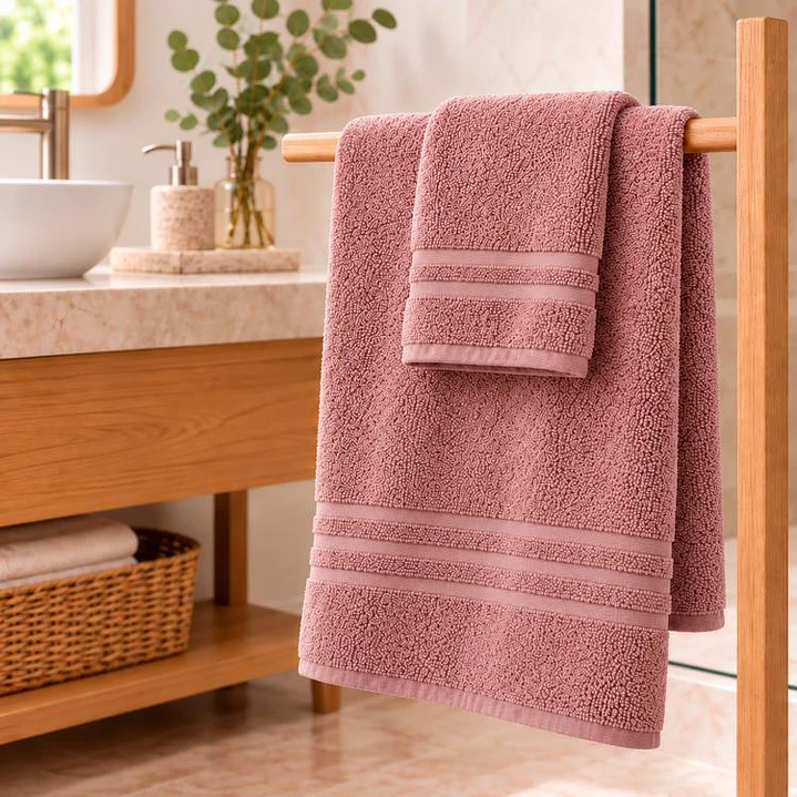 Juego de Toallas Grecco Rosa Malva 1