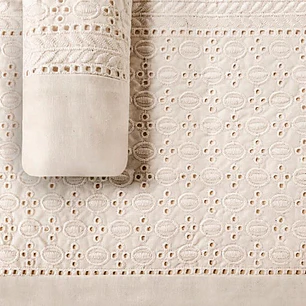 Juego de Sábanas 180 Hilos Broderie Crudo 2 Plazas