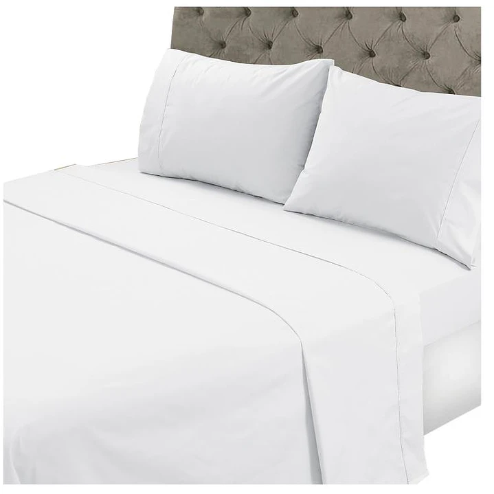Juego de Sábanas 144 Hilos Lisa Blanca Superking 4
