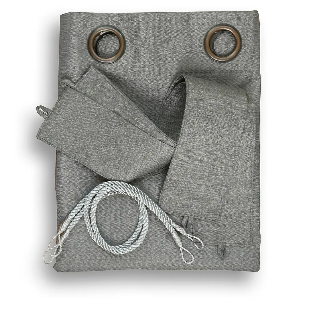 Cortina Blackout 6 Piezas Con Argolla Gris 2