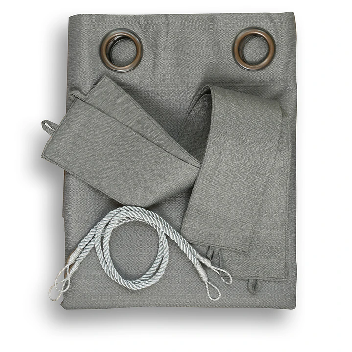 Cortina Blackout 6 Piezas Con Argolla Gris 2