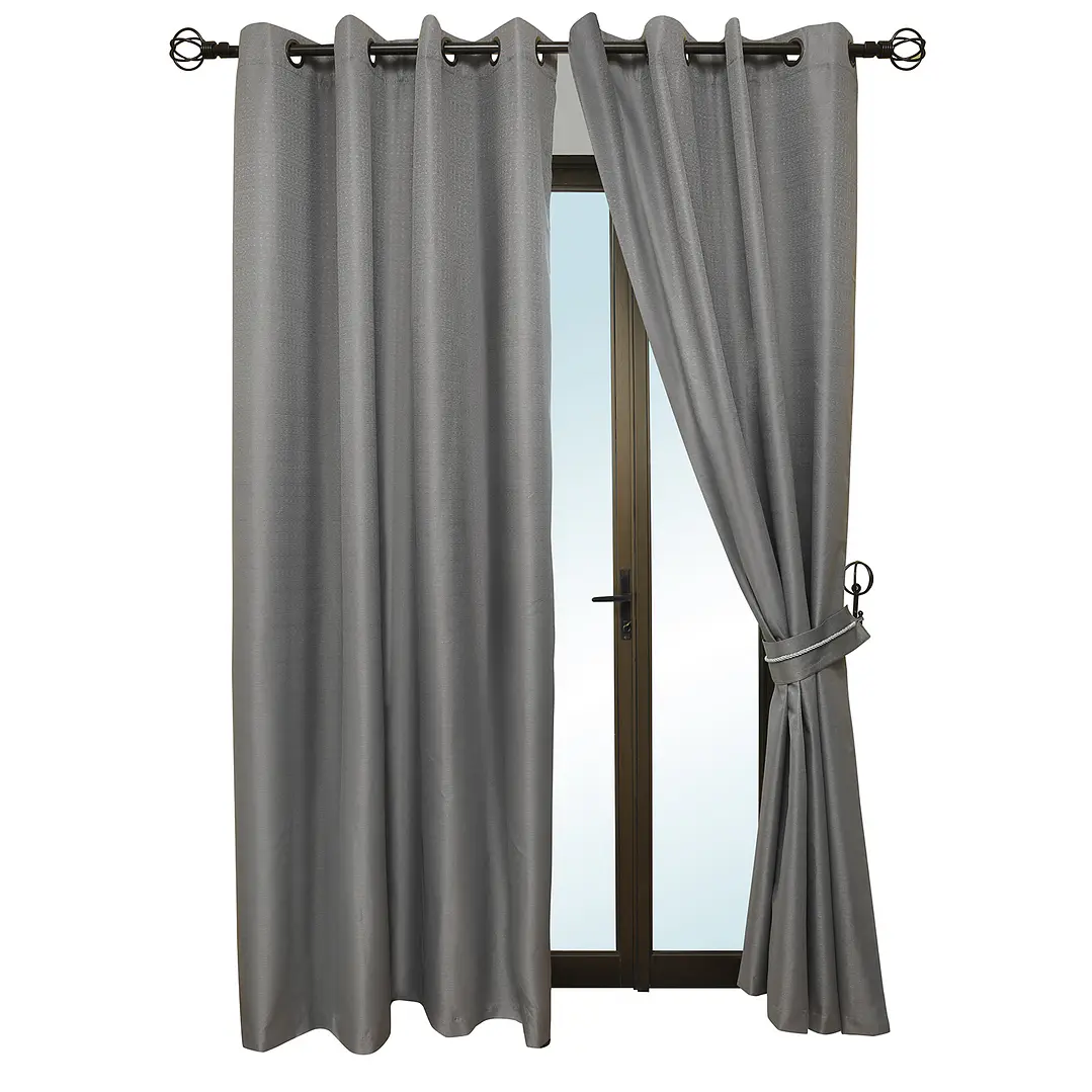 Cortina Blackout 6 Piezas Con Argolla Gris 3