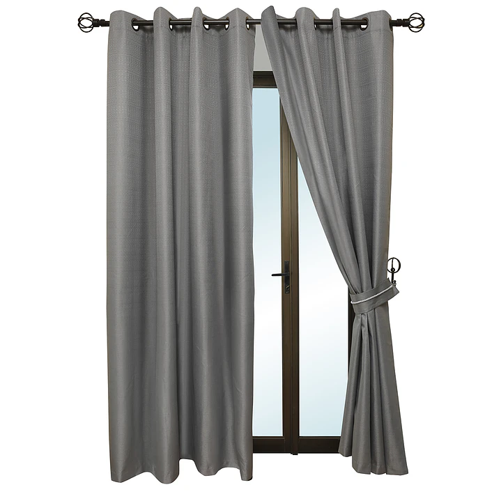 Cortina Blackout 6 Piezas Con Argolla Gris 3