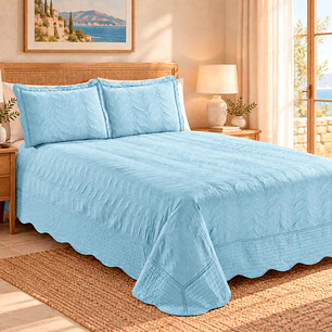 Quilt Bordado 2 Plazas Versailles Aqua