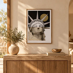 Cuadro Estatua Liberté Gold 70 x 50
