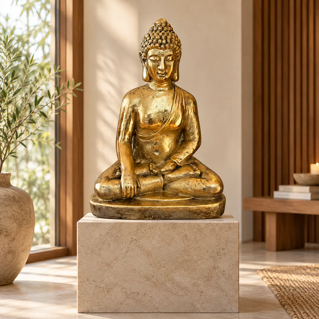 Figura Decorativa Grand Buda Dhyna Mudra Gold 5