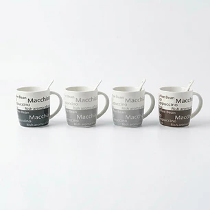 Juego Tazones Con Cucharas Cappuccino 8 Piezas