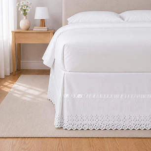 Faldón Broderie Amanda 2 Plazas Blanco