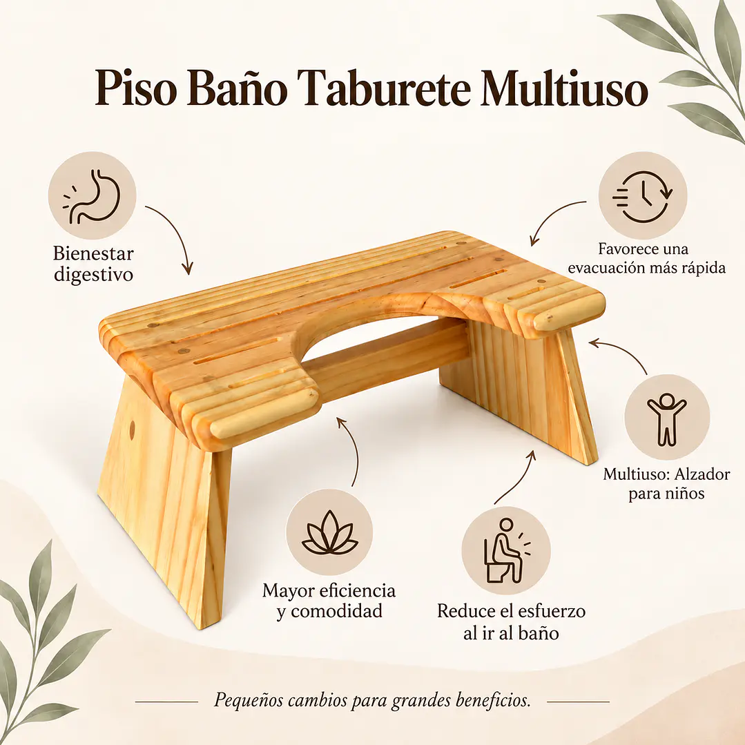 Piso Baño Taburete de Madera Multiuso 4