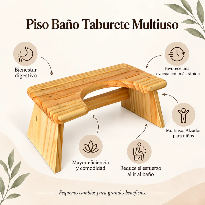 Piso Baño Taburete de Madera Multiuso 4