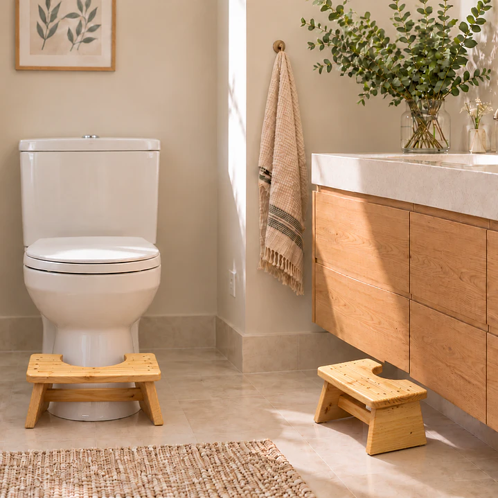Piso Baño Taburete de Madera Multiuso 5
