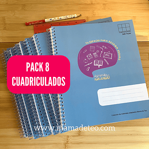 Pack: 8 Cuadernos universitarios cuadrícula grande