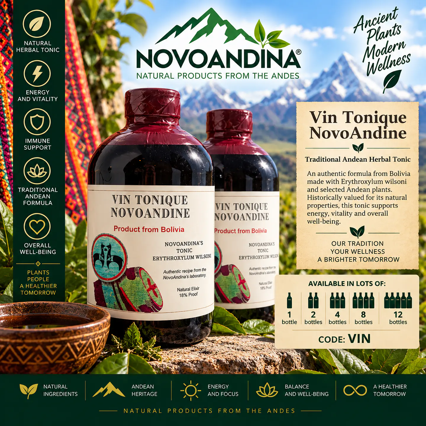 Vin Tonique NovoAndine  17 oz bottle 1