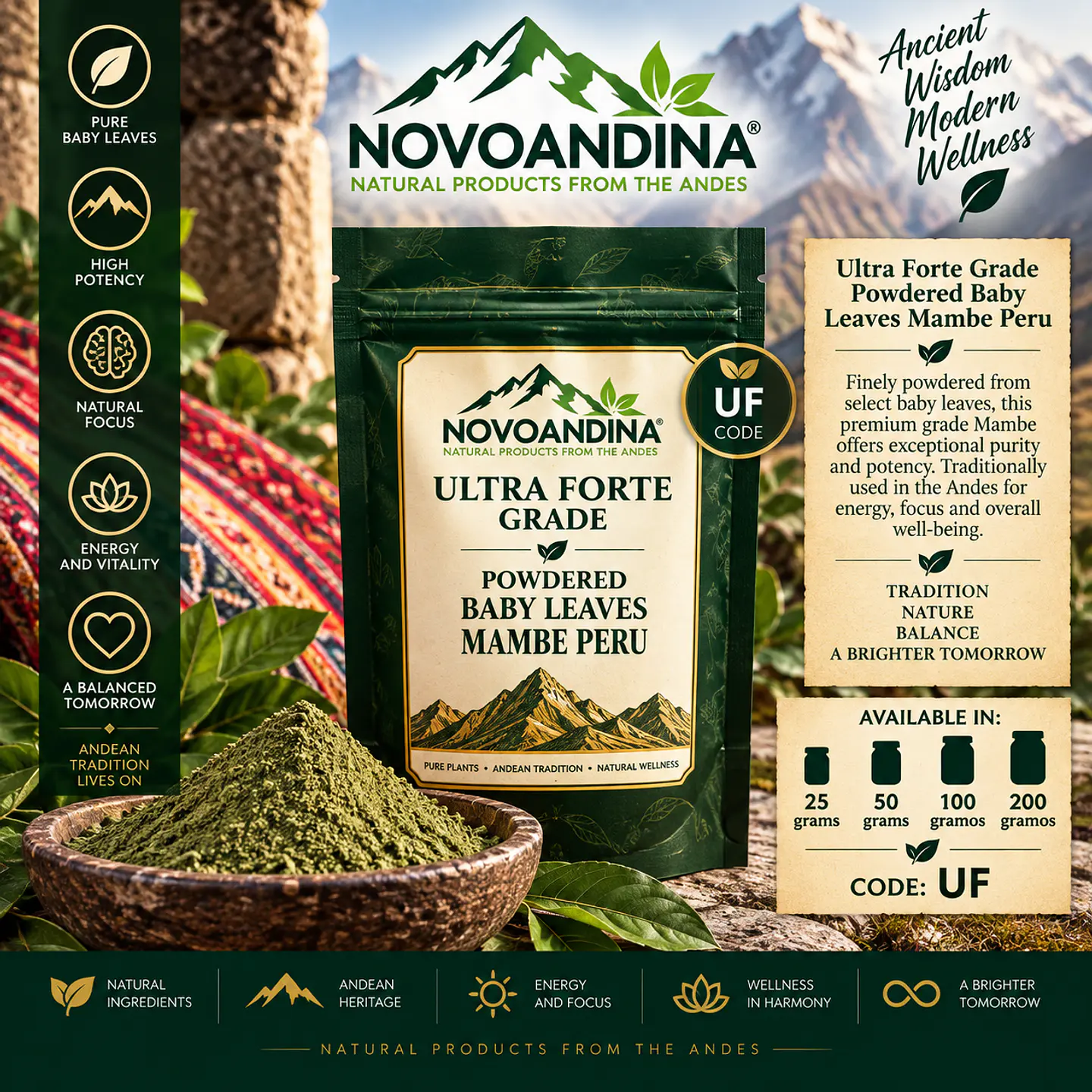 Ultra Forte Grade powdered Baby Leaves Mambe Peru 1