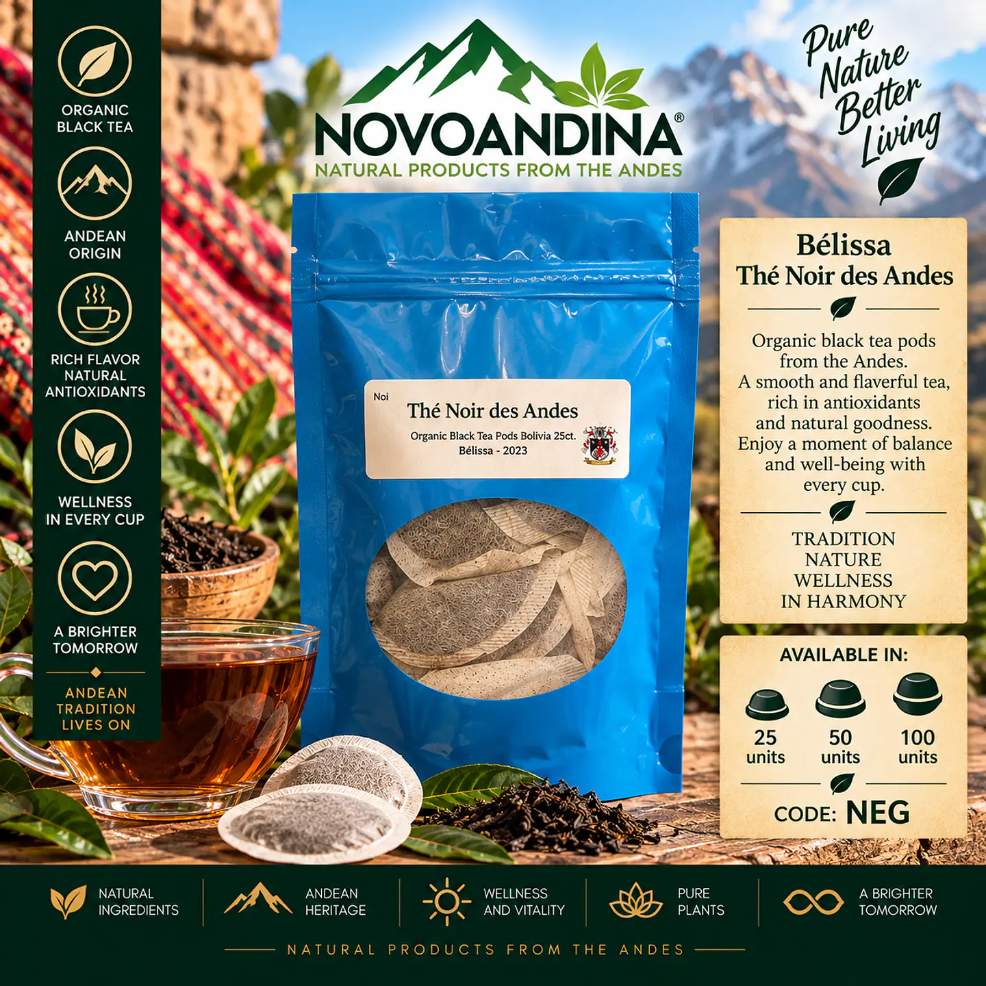 Belissa Thé Noir des Andes. ( Organic Black Tea Pods) 1