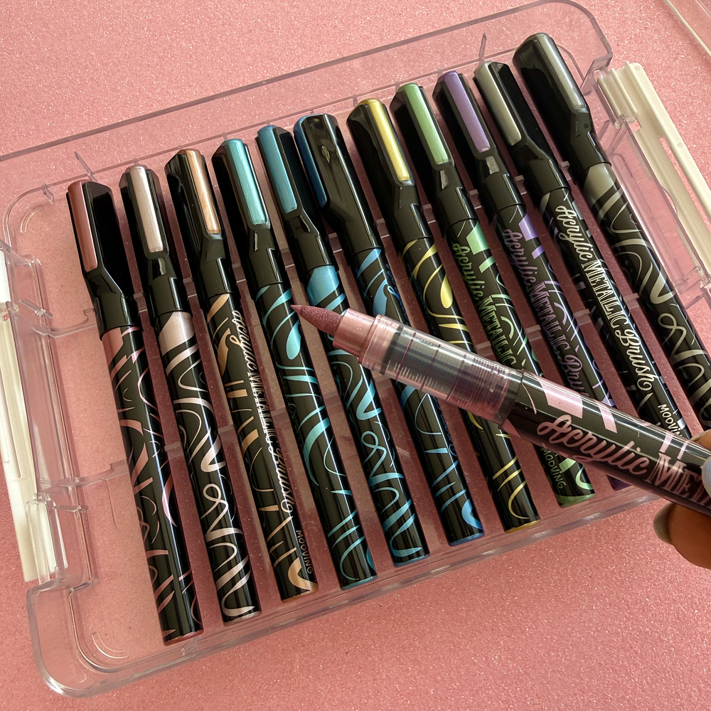 Acrilicos Brush 24 colores metálicos, Mooving.