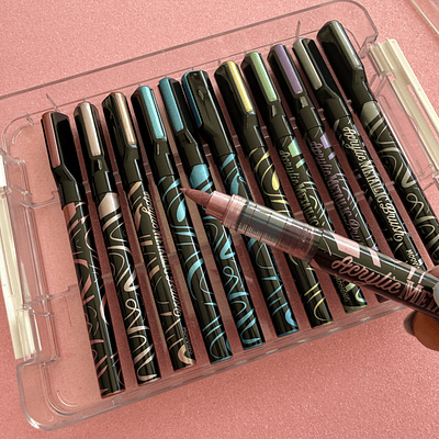 Acrilicos Brush 12 colores metálicos, Mooving.