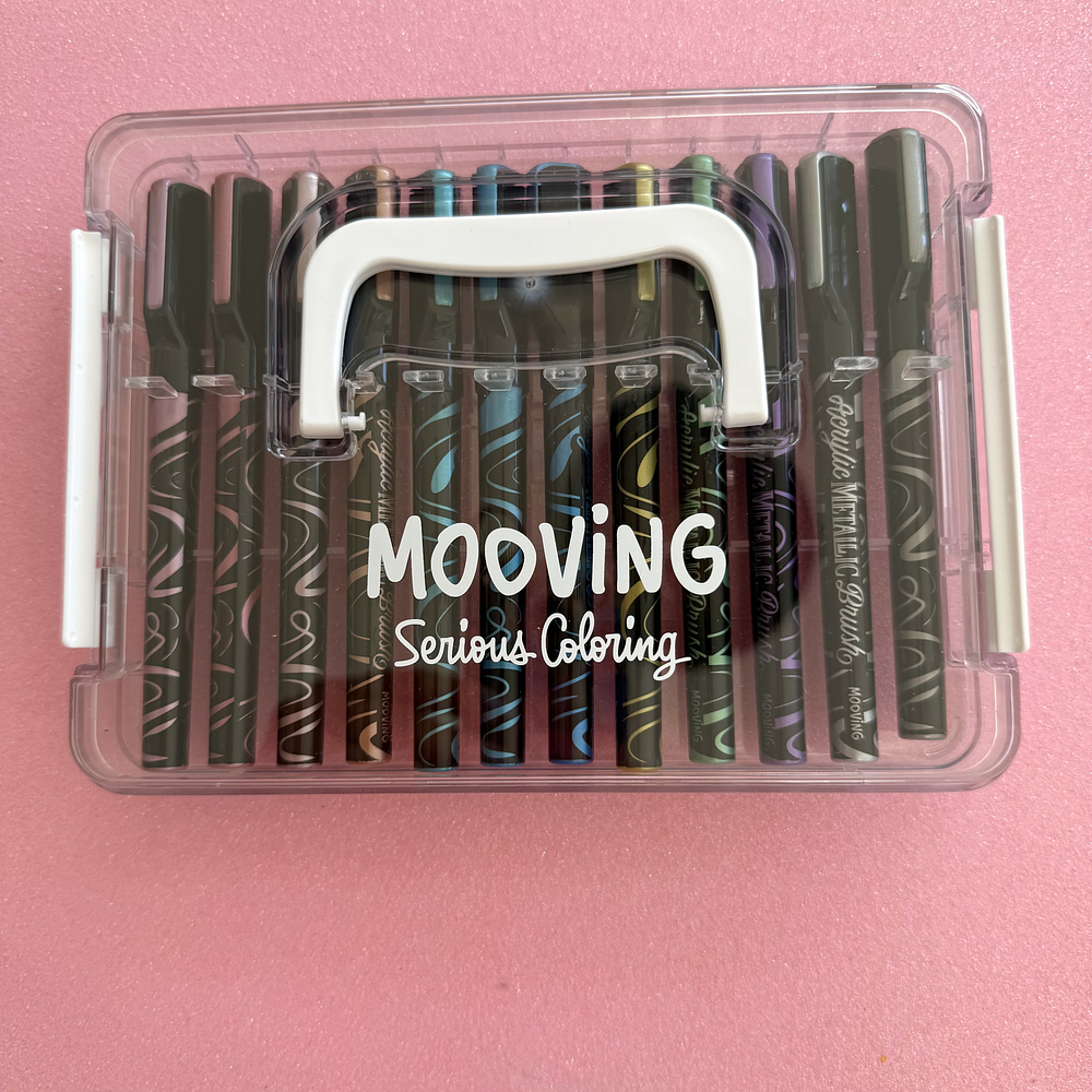 Acrilicos Brush 12 colores metálicos, Mooving.