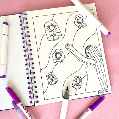 Woman, Libro para colorear, Feña Colors.