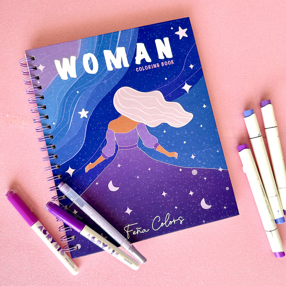 Woman, Libro para colorear, Feña Colors.