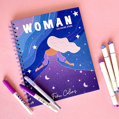 Woman, Libro para colorear, Feña Colors.