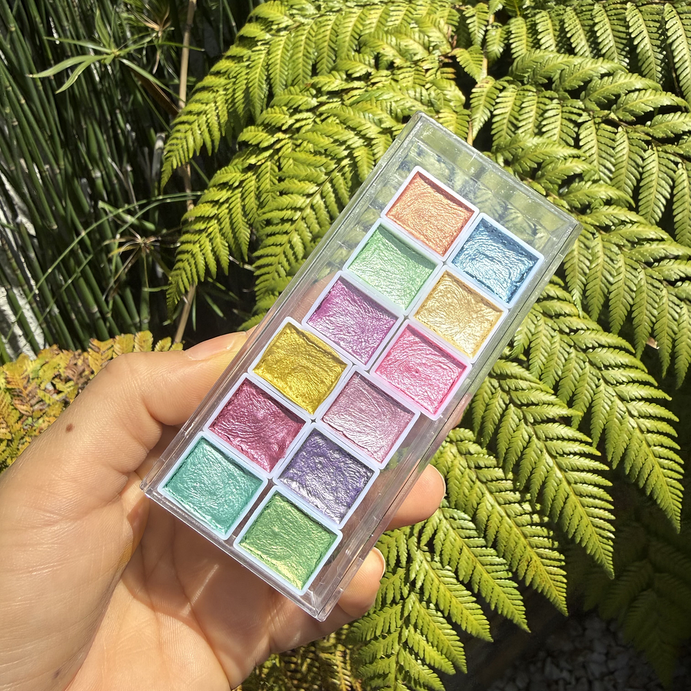 Acuarelas metalizadas, candy colors, 12 colores