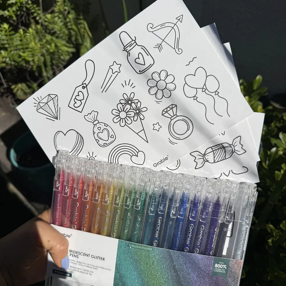 Glitter Iridiscente 18 colores, Gel roller, Grabie