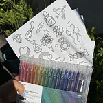 Glitter Iridiscente 18 colores, Gel roller, Grabie