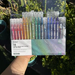 Glitter Iridiscente 18 colores, Gel roller, Grabie